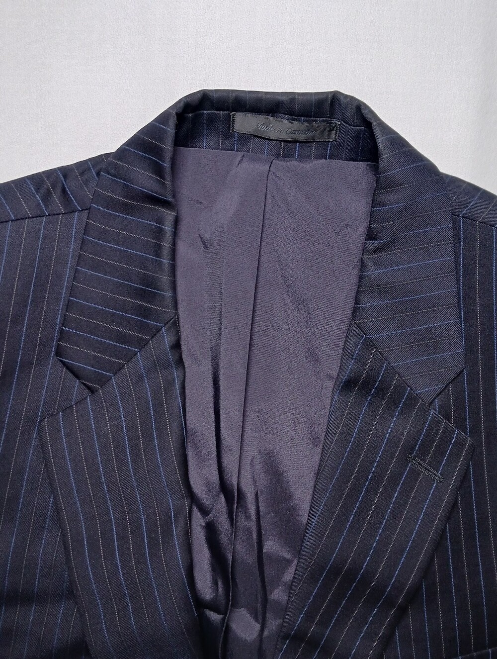 Lauren Ralph Lauren Mens Wool Suit Jacket 44R Navy Pinstripes Macys